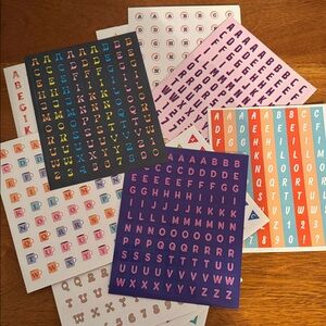 12 sheets of Pipsticks letter stickers.